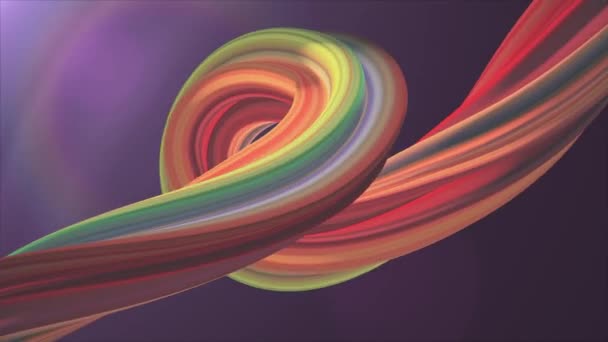 Lágy színek 3D-s görbe marshmallow kötél candy varrat nélküli hurok absztrakt forma animációs háttér új minőségi egyetemes mozgás dinamikus animált színes örömteli videofelvétel — Stock videók