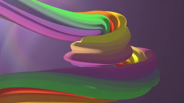Couleurs douces 3D courbé arc-en-ciel guimauve corde bonbons boucle sans couture forme abstraite animation fond nouvelle qualité mouvement universel dynamique animé coloré joyeux vidéo 