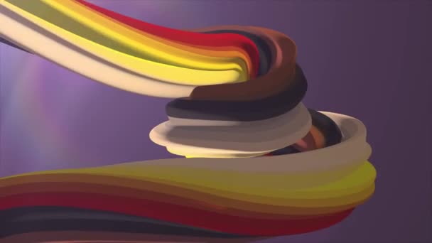 Cores suaves 3D curvo marshmallow corda doce sem costura loop abstrato forma animação fundo nova qualidade movimento universal dinâmico animado colorido alegre vídeo footage — Vídeo de Stock