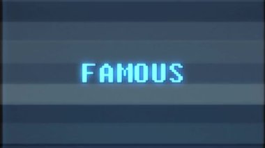 Retro videogame ünlü kelime metin bilgisayar tv arıza parazit gürültü ekran animasyon sorunsuz döngü yeni kalite evrensel vintage hareket dinamik animasyonlu arka plan renkli neşeli video m