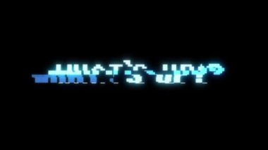 Retro videogame Whats Up kelime metin bilgisayar tv arıza parazit gürültü ekran animasyon sorunsuz döngü yeni kalite evrensel vintage hareket dinamik animasyonlu arka plan renkli neşeli video m