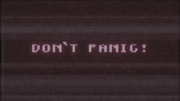 Rétro jeu vidéo DONT PANIC mot texte ordinateur tv glitch interférence bruit écran animation boucle transparente Nouvelle qualité universel vintage mouvement dynamique animé fond coloré joyeux vidéo m — Video