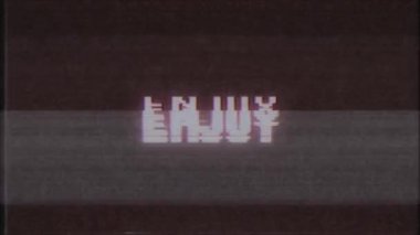 Retro videogame Enjoy kelime metin bilgisayar tv arıza parazit gürültü ekran animasyon sorunsuz döngü yeni kalite evrensel vintage hareket dinamik animasyonlu arka plan renkli neşeli video m