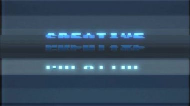 Retro videogame yaratıcı kelime metin bilgisayar tv arıza parazit gürültü ekran animasyon sorunsuz döngü yeni kalite evrensel vintage hareket dinamik animasyonlu arka plan renkli neşeli video m