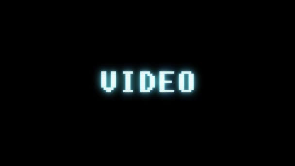 Retro videojuego VIDEO palabra texto ordenador tv glitch interferencia ruido pantalla animación lazo sin costuras nueva calidad universal vintage movimiento dinámico animado fondo colorido alegre vídeo m — Vídeos de Stock