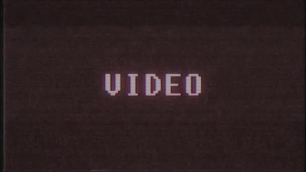 rétro jeu vidéo VIDEO mot texte ordinateur tv glitch interférence bruit écran animation boucle transparente Nouvelle qualité universel vintage mouvement dynamique animé fond coloré joyeux vidéo m 