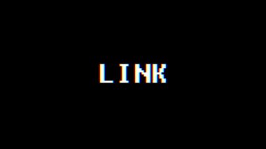 Retro video oyunu Link kelime metin bilgisayar tv arıza parazit gürültü ekran animasyon sorunsuz döngü yeni kalite evrensel vintage hareket dinamik animasyonlu arka plan renkli neşeli video m