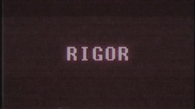 Retro videogame Rigor kelime metin bilgisayar tv arıza parazit gürültü ekran animasyon sorunsuz döngü yeni kalite evrensel vintage hareket dinamik animasyonlu arka plan renkli neşeli video m