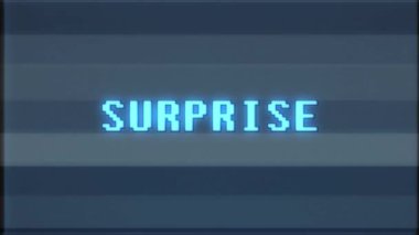 Retro videogame sürpriz kelime metin bilgisayar tv arıza parazit gürültü ekran animasyon sorunsuz döngü yeni kalite evrensel vintage hareket dinamik animasyonlu arka plan renkli neşeli video m