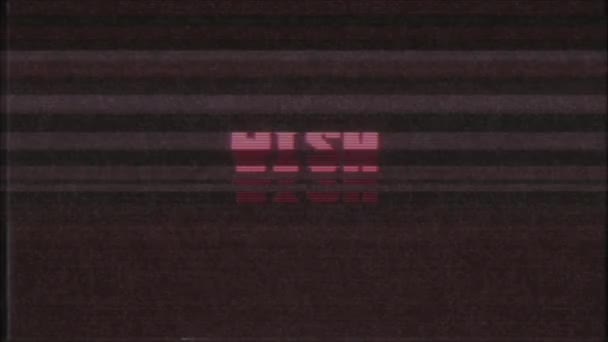 rétro jeu vidéo WISH mot texte ordinateur tv glitch interférence bruit écran animation boucle transparente Nouvelle qualité universelle vintage mouvement dynamique animé fond coloré joyeux vidéo m 