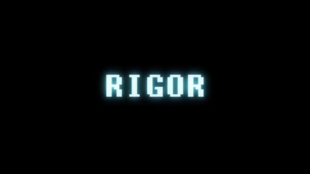 Retro videogame RIGOR word text computer tv glitch interference noise screen animation seamless loop New quality universal vintage motion dynamic animated background colorful joyful video m — Stock Video