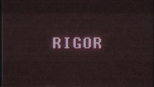 rétro jeu vidéo RIGOR mot texte ordinateur tv glitch interférence bruit écran animation boucle transparente Nouvelle qualité universelle vintage mouvement dynamique animé fond coloré joyeux vidéo m 