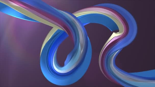 柔和的颜色3d 弯曲的彩虹棉花糖绳索糖果无缝循环抽象形状动画背景新质量通用运动动态动画彩色快乐视频画面 — 图库视频影像