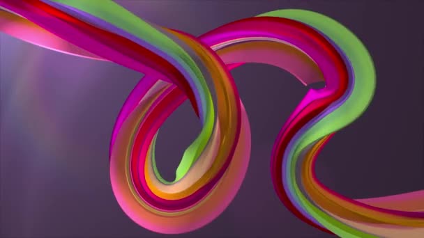 Soft colors 3D curved rainbow marshmallow rope candy seamless loop abstract shape animation background new quality universal motion dynamic animated colorful joyful video footage — Stock Video