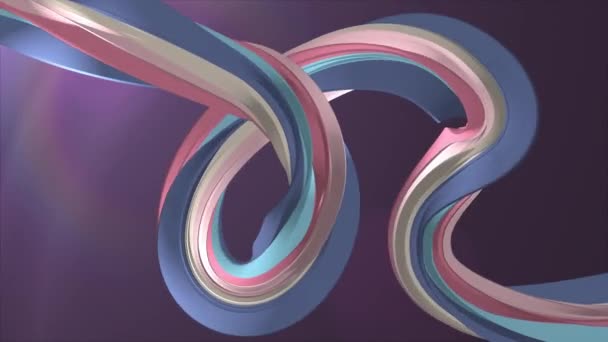 Colores suaves 3D curvado arco iris malvavisco cuerda caramelo lazo sin costura forma abstracta animación fondo nueva calidad movimiento universal dinámico animado colorido alegre video metraje — Vídeos de Stock
