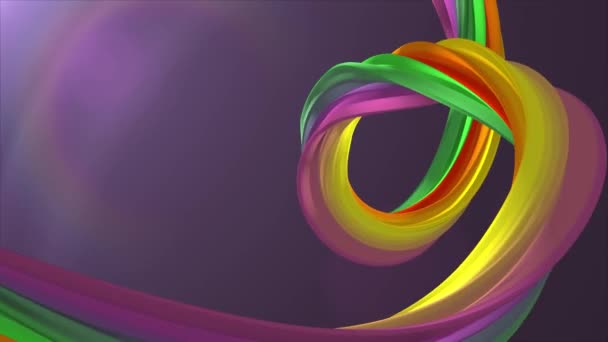 Colores suaves 3D curvado arco iris malvavisco cuerda caramelo lazo sin costura forma abstracta animación fondo nueva calidad movimiento universal dinámico animado colorido alegre video metraje — Vídeos de Stock