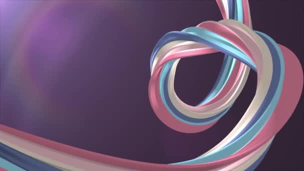 Couleurs douces 3D courbé arc-en-ciel guimauve corde bonbons boucle sans couture forme abstraite animation fond nouvelle qualité mouvement universel dynamique animé coloré joyeux vidéo — Video