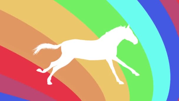 Schimmel läuft Silhouette auf Regenbogen-Hintergrund neue Qualität einzigartige Animation dynamische freudige 4k Video Stock Footage — Stockvideo