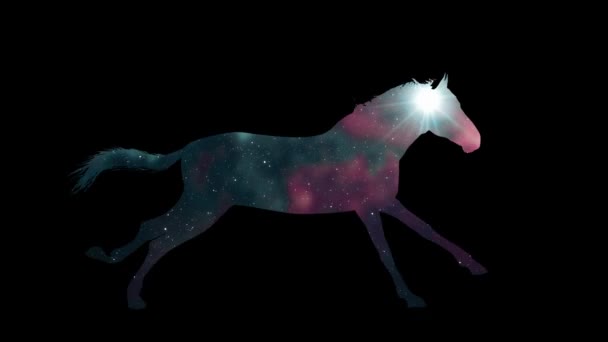 Caballo blanco corriendo silueta lazo sin costura nueva calidad animación única dinámica alegre 4k material de archivo de vídeo — Vídeo de stock