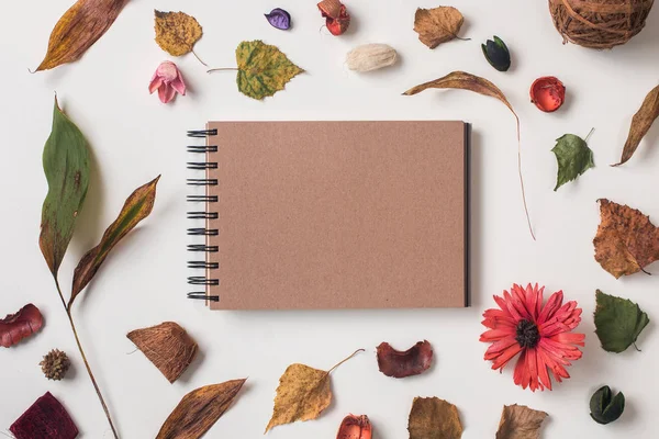 Zanaat sketchbook alay etmek yukarıya ile sonbahar arka plan