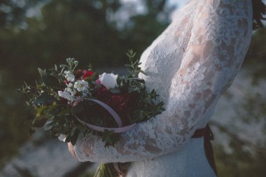 Gelin el buketi görünümünü yakın çekim