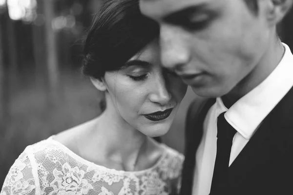 Cropped View Bride Groom Forest — Stock Photo, Image