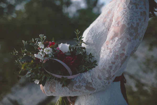 Gelin el buketi görünümünü yakın çekim