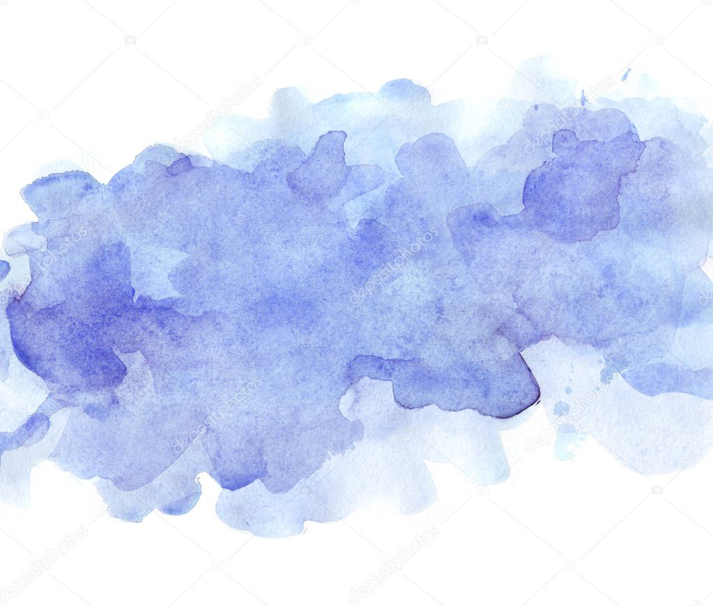 Abstract hand painted blue watercolor paper texture isolated background for your design, card, wallpaper,tag. Abstract brush paint purple bright color grunge illustration element for text design print