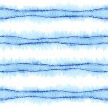 Soyut suluboya arka plan. Mavi çizgili ve dalgalı el izi. Turkuaz renk süsü. Beyaz arka planda izole edilmiş. Duvar kağıdı, tasarım baskısı, tekstil için.