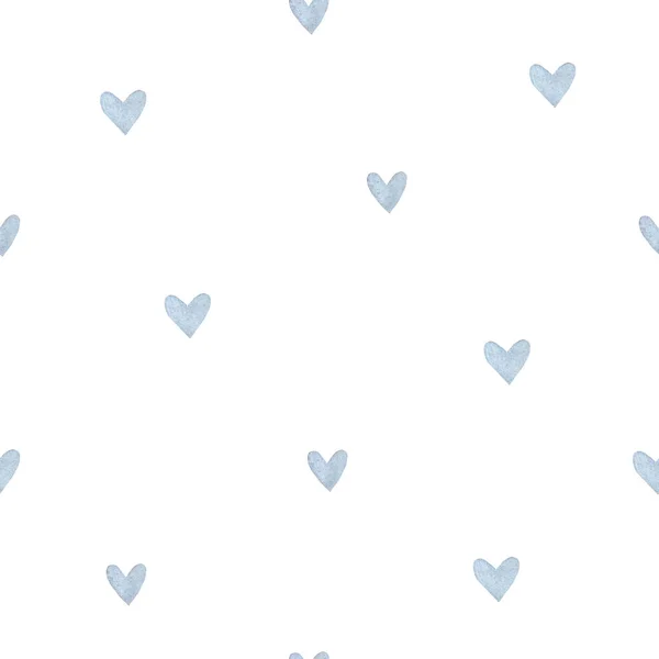 Blue heart seamless pattern. Watercolor hearts. Packaging design for gift boxes, textile, print, fabric, wallpaper.