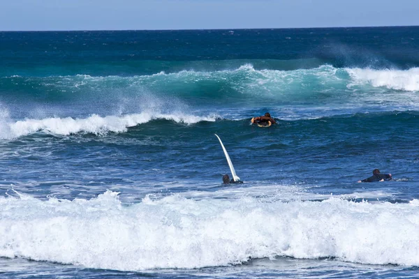 Dois surfistas no oceano — Fotografia de Stock