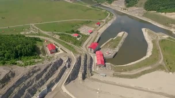Aerial shot of a Hydropower Plant — Stock Video