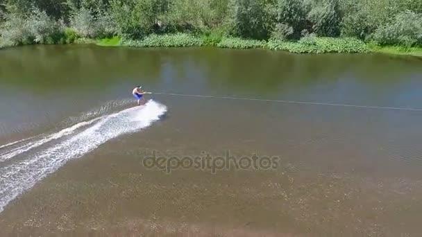 Wakeboarding on the river — Stock Video