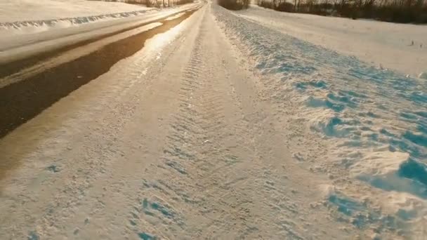 Boven de weg van de winter. — Stockvideo