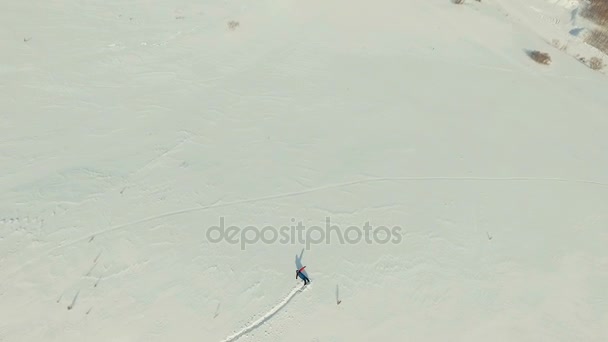 Snowboard freeride. Colpo aereo . — Video Stock