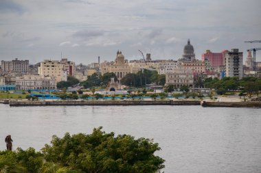 Havana, Küba'da Deniz Manzaralı, panoramik