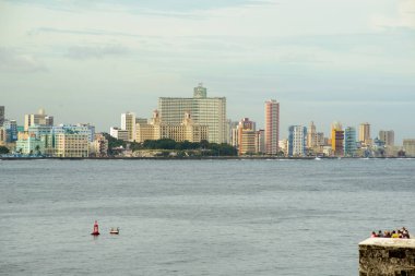 Havana, Küba'da Deniz Manzaralı, panoramik
