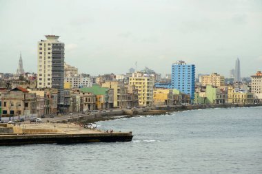Havana, Küba'da Deniz Manzaralı, panoramik