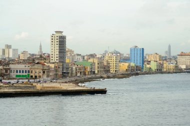 Havana, Küba'da Deniz Manzaralı, panoramik