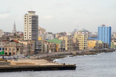 Havana, Küba'da Deniz Manzaralı, panoramik