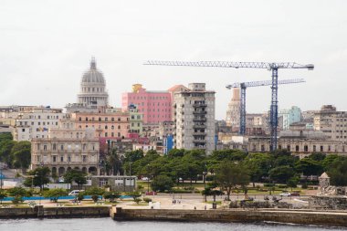 Havana, Küba'da Deniz Manzaralı, panoramik