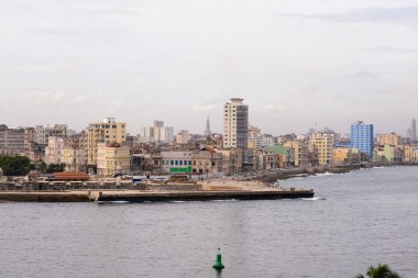 Havana, Küba'da Deniz Manzaralı, panoramik