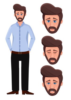 İş adamı ile farklı yüz ifadeleri kümesi