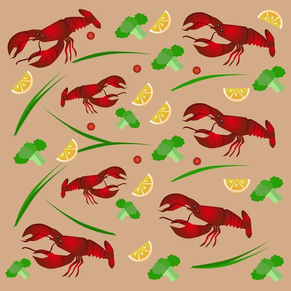 Ilustrasi vektor berwarna dari kepiting merah - Stok Vektor