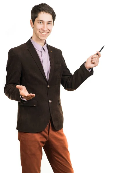 Ritratto di uomo d'affari allegro che parla al telefono — Foto Stock