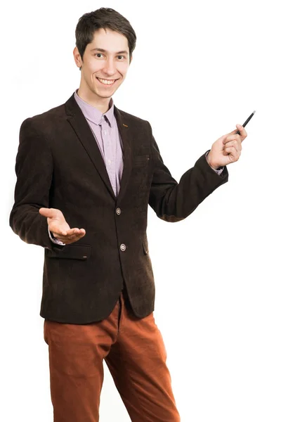 Retrato de Empresário Alegre conversando por telefone — Fotografia de Stock