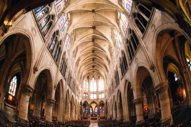 Paris - saint severin Gotik kilise içinin