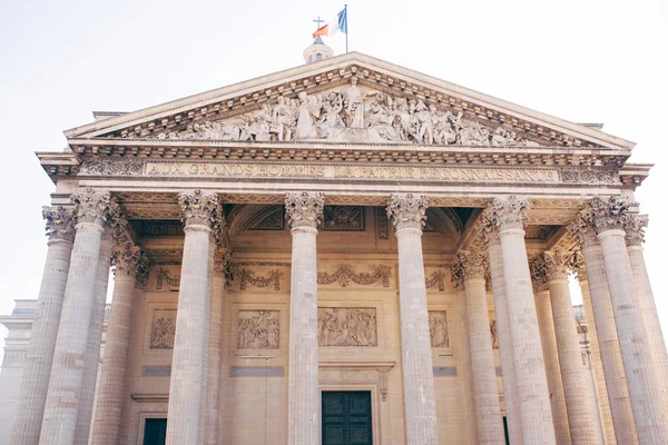 Párizsi Pantheon Központi Homlokzat Egy Napsütéses Napon — Stock Fotó