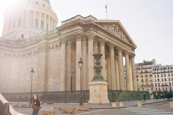 Paris Pantheon Central Facade Sunny Day — Stock Photo, Image