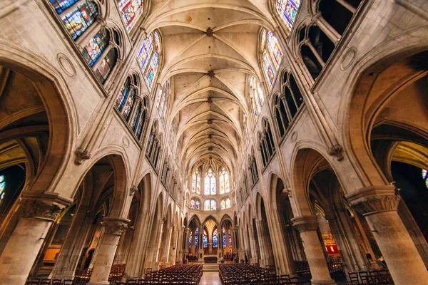 París Interior Iglesia Gótica Saint Severin — Foto de Stock